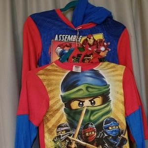 2 pairs of boys feetless pjs. Tops and bottoms.